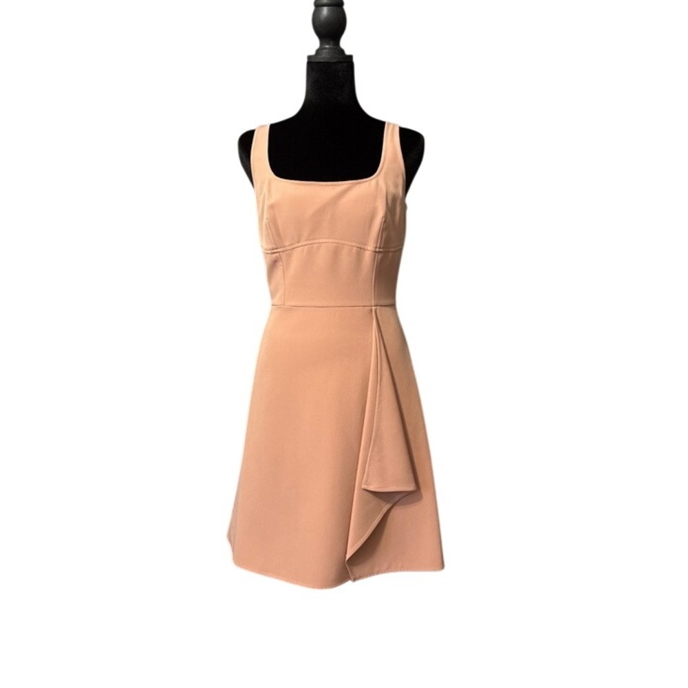 Gianni Bini Dress Womens 2 Blush Pink Excellent Fit Flare Square Neck Ruffle